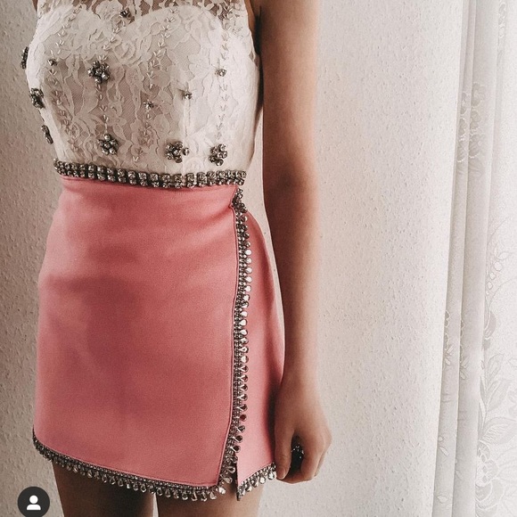 GORGEOUS ZARA NWT Appliqué Jewel Knit Skirt - Picture 4 of 16